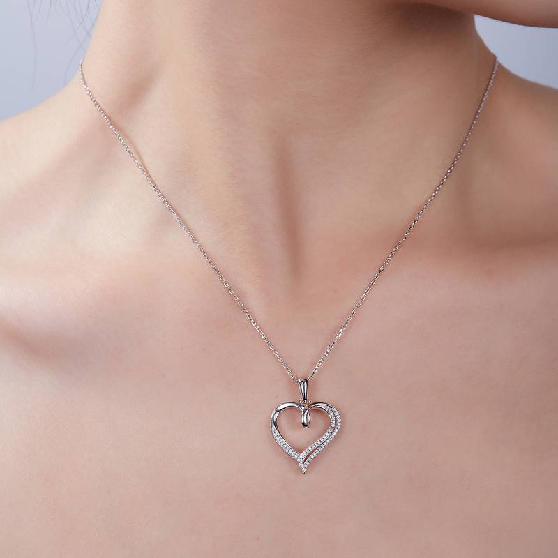 复芯爱心PendantS925银Moissanite厘石D级0.15ct